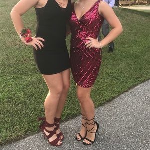 Dark Red Sequin Primavera Dress